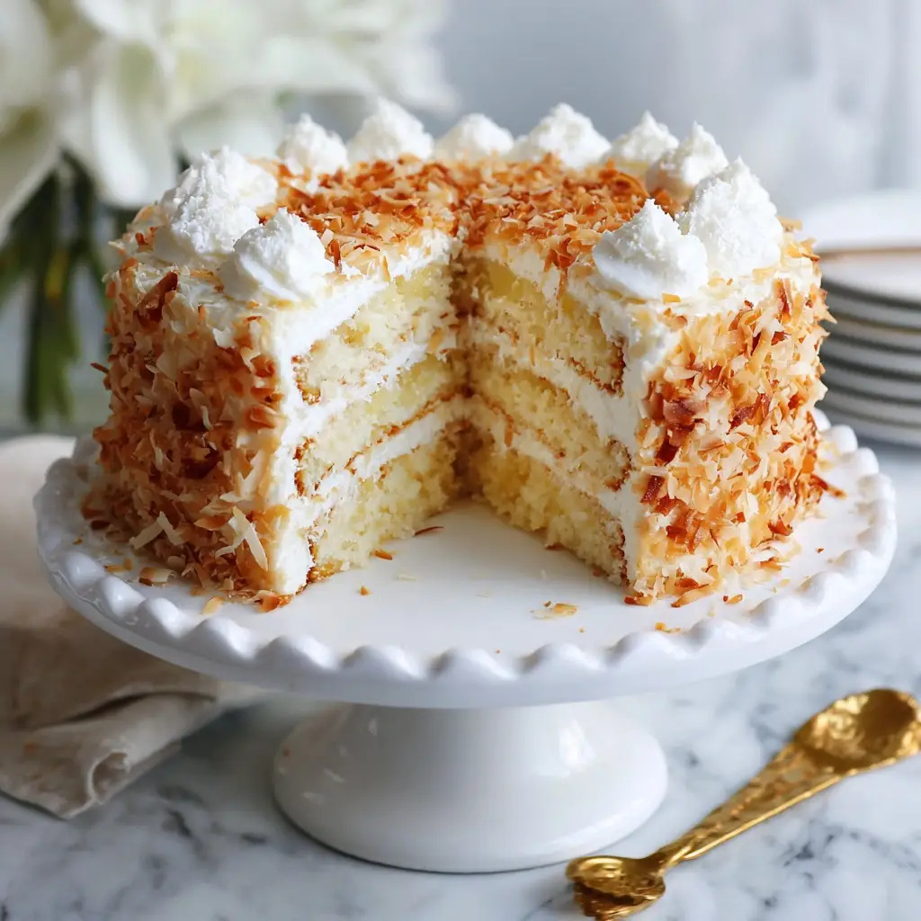 Coconut Cake with Pineapple Filling