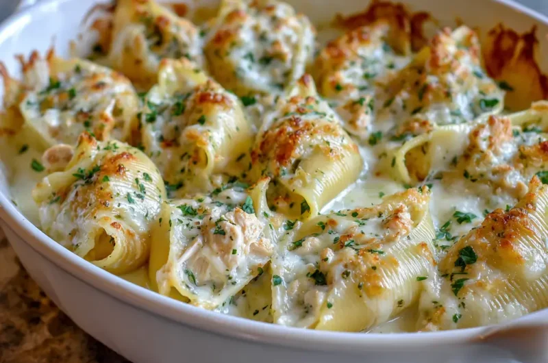 Chicken Alfredo Stuffed Shells Recipe – Creamy, Cheesy, and Easy to Make