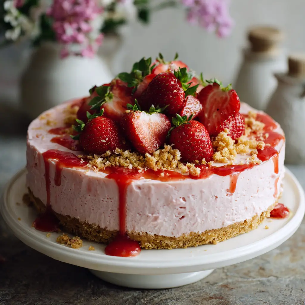 No Bake Strawberry Cheesecake