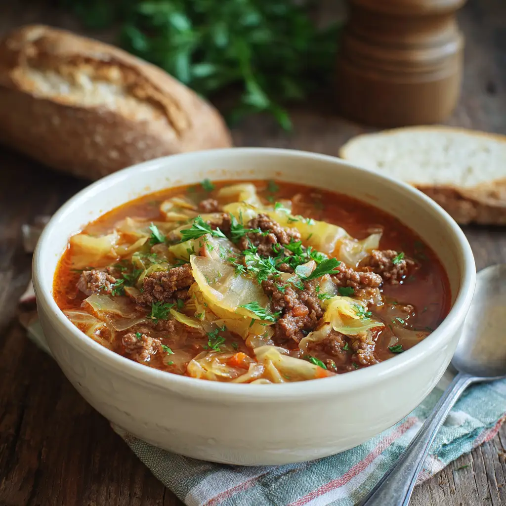 Cabbage Soup with Ground Beef