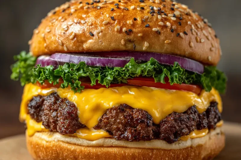 Classic Cheese Burger Recipe – Juicy Homemade Burger with Melted Cheese and Fresh Toppings