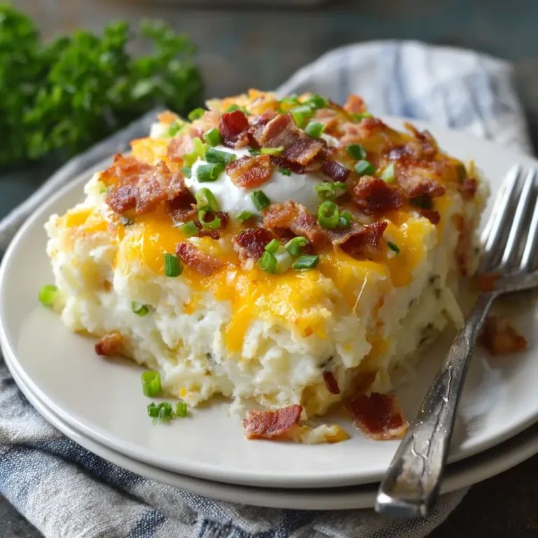 Loaded Mashed Potato Casserole Recipe – Creamy, Cheesy, and Easy to Make