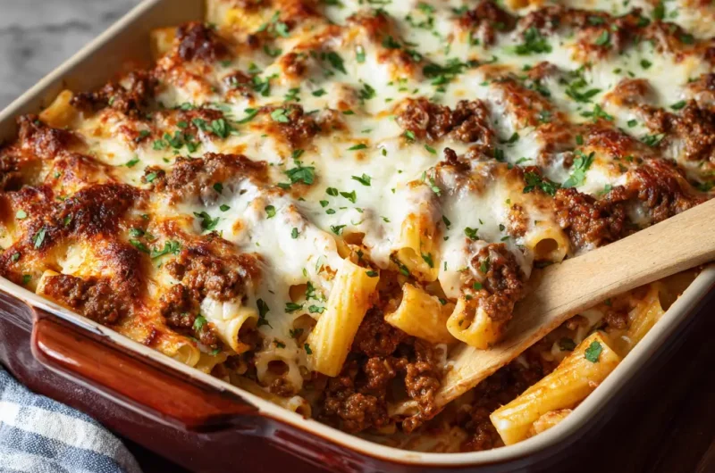 Baked Ziti with Ground Beef Recipe | Easy Cheesy Family Dinner Favorite