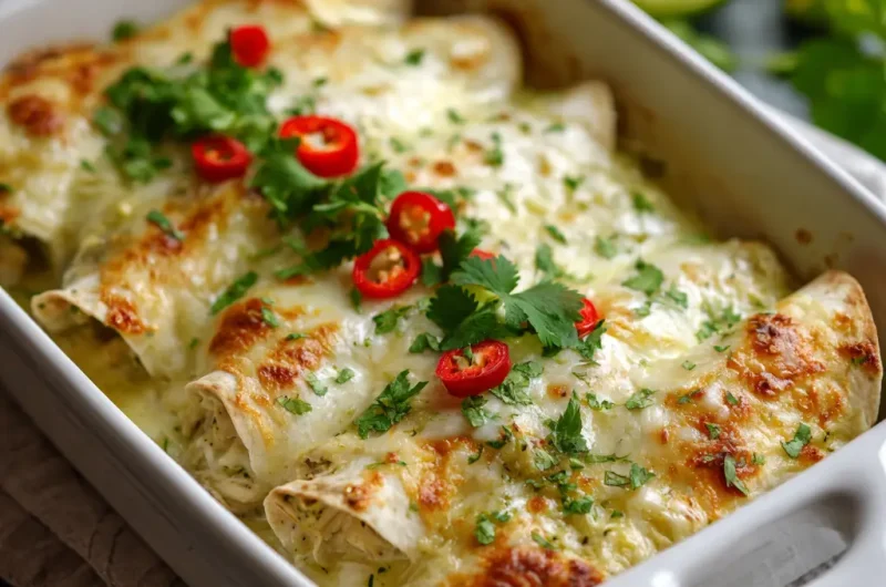 Green Chili Chicken Enchiladas Recipe – Creamy, Flavorful, and Easy to Make