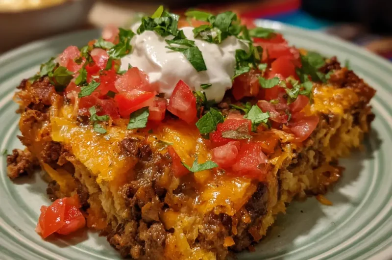 Taco Casserole Bake Recipe | Easy, Cheesy, and Family-Friendly Dinner