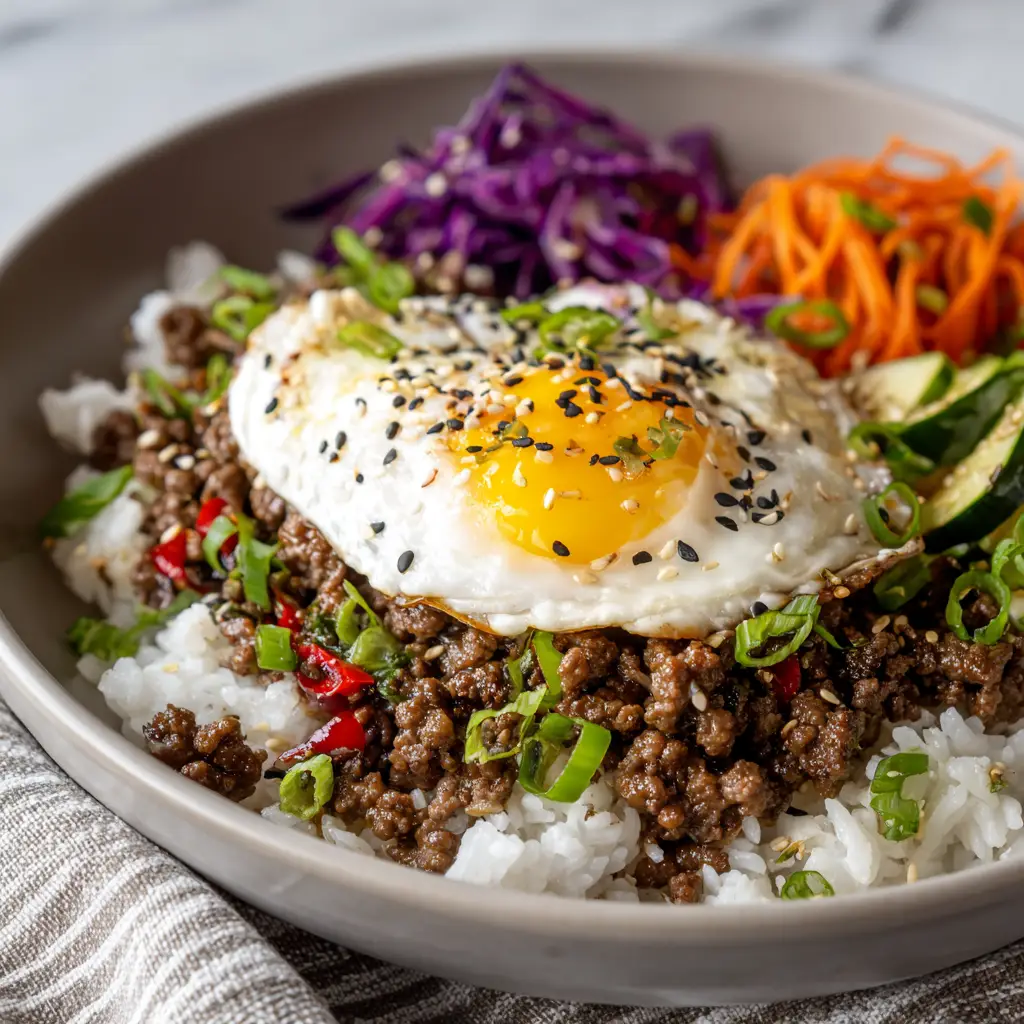 Korean Ground Beef and Rice Bowls
