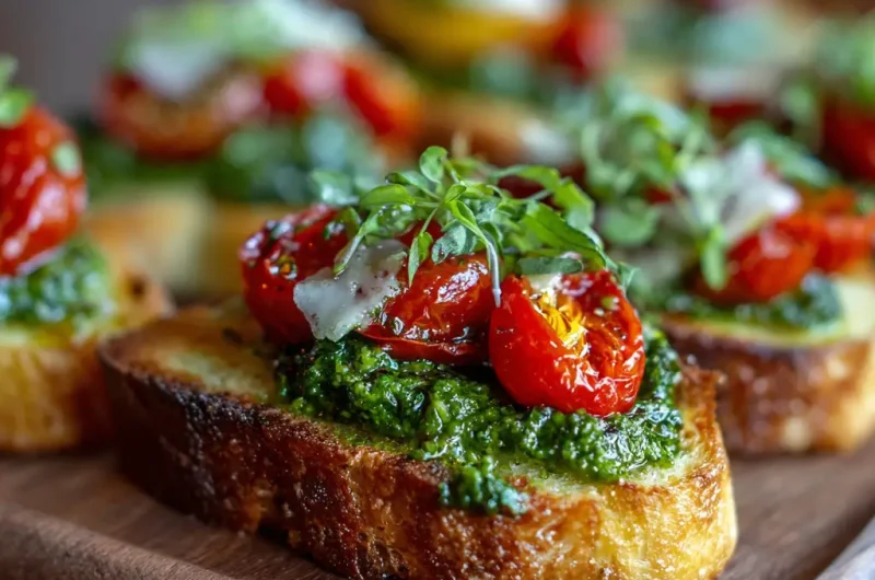 Pesto Bruschetta Recipe | Easy Homemade Italian Appetizer