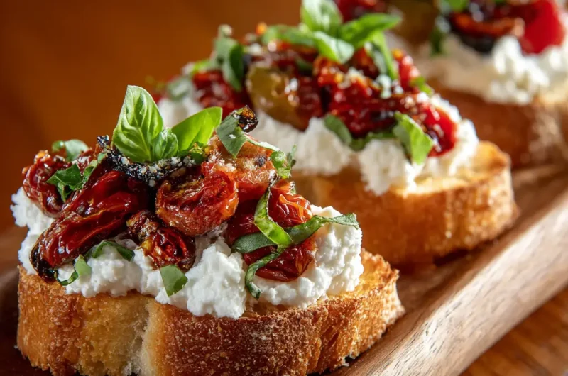 Ricotta Bruschetta Recipe | Easy Italian Appetizer with Creamy Ricotta and Fresh Toppings