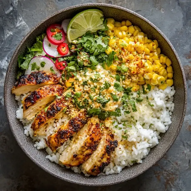 Street Corn Chicken Rice Bowl