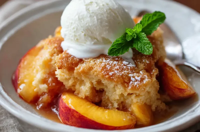 Easy Peach Cobbler Recipe 4 Ingredients Simple Dessert Anyone Can Make