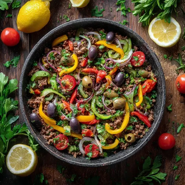 Mediterranean Ground Beef Stir Fry