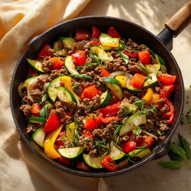Mediterranean Ground Beef Stir Fry