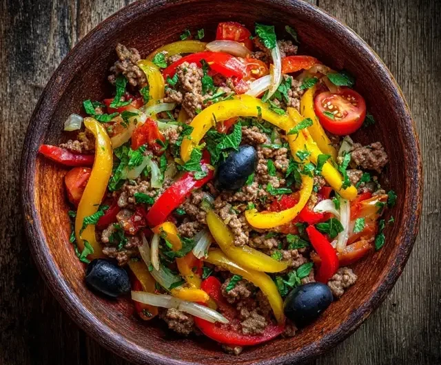 Mediterranean Ground Beef Stir Fry Easy Healthy One Pan Dinner Recipe