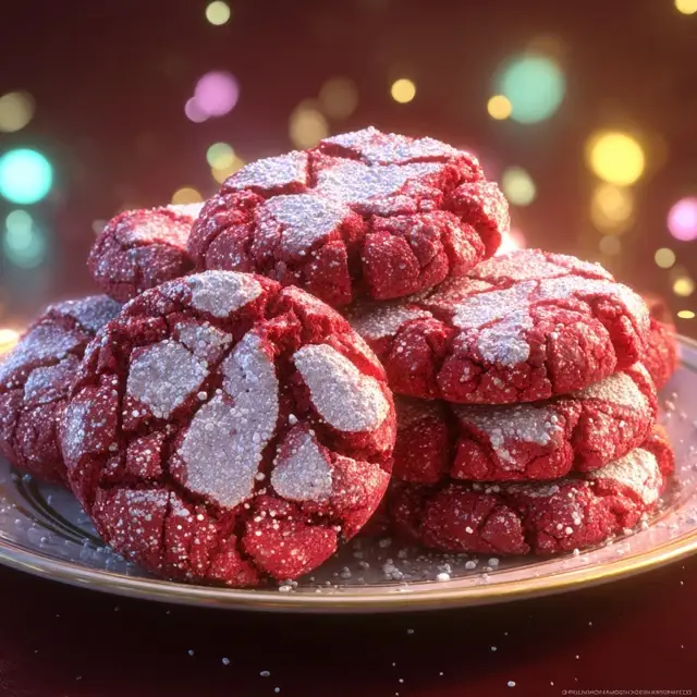Soft and Chewy Red Velvet Crinkle Cookies Recipe