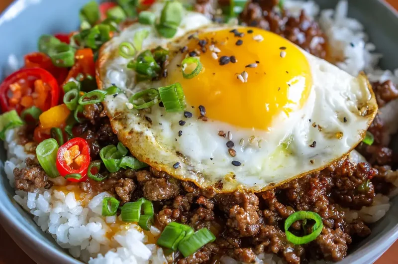 Ground beef rice bowl easy and flavorful recipe idea