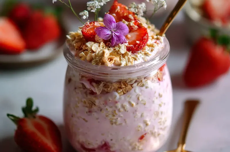 Strawberry Cheesecake Overnight Oats Recipe | Easy Healthy Breakfast