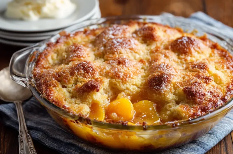 Peach cobbler easy recipe for a warm comforting dessert