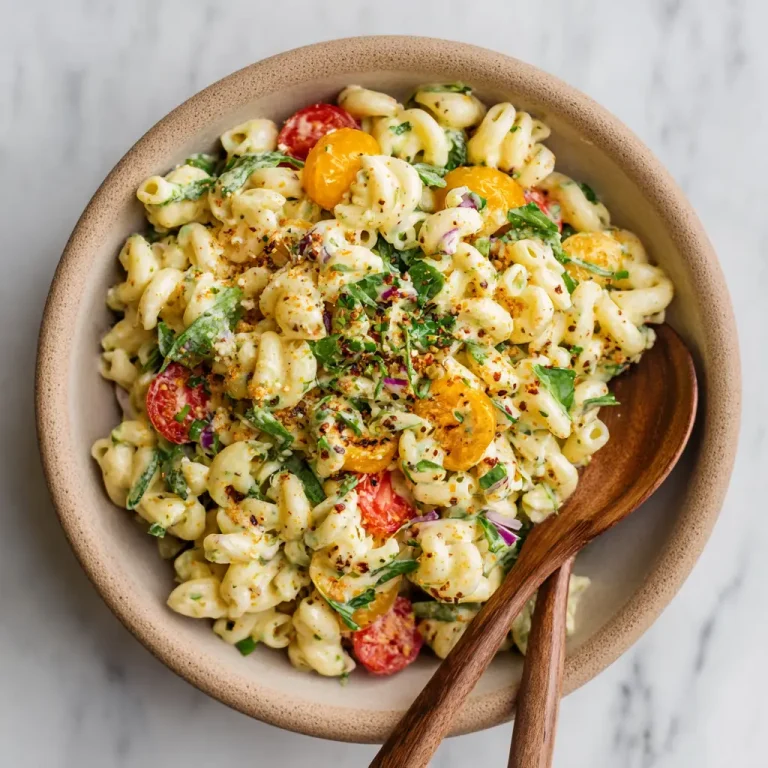 No Mayo Pasta Salad Recipe with Fresh Vegetables and Olive Oil Dressing