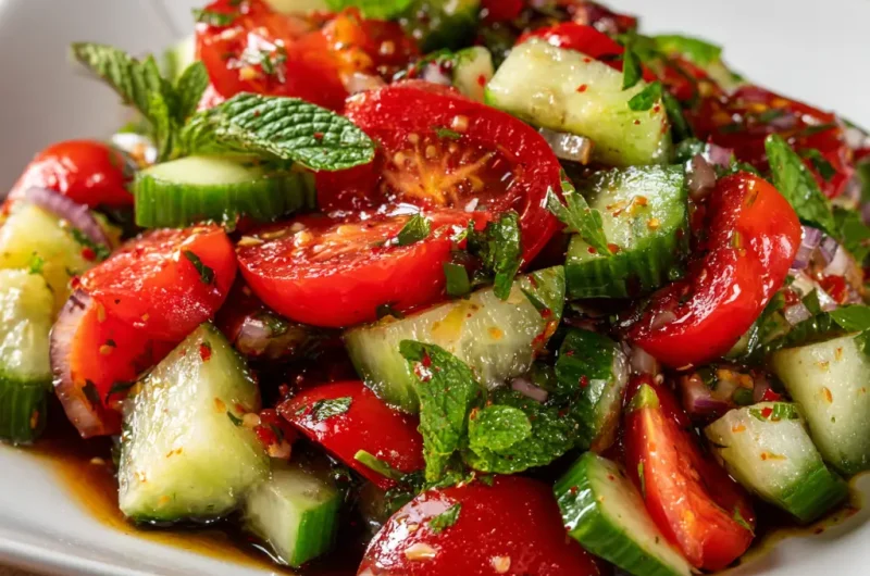 Cucumber and Tomato Salad with Vinegar Recipe | Fresh, Easy, and Healthy