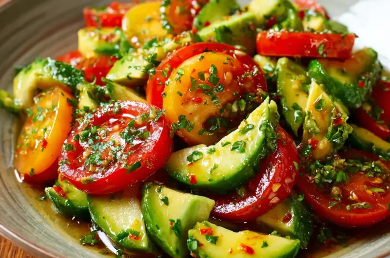 Cucumber Tomato Avocado Salad Fresh Healthy Easy Recipe