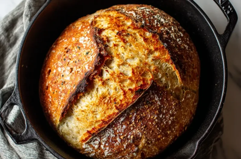 No Knead Bread Dutch Oven Recipe for Crispy Artisan Style Loaf
