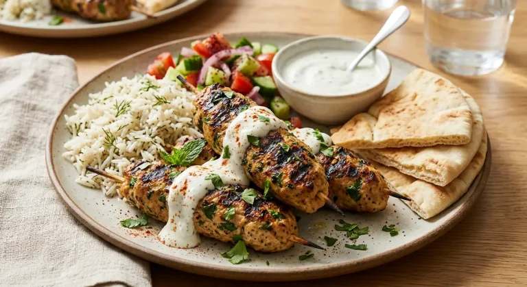 Chicken Kofta with Garlic Yogurt Sauce Recipe Flavorful Middle Eastern Style Dish