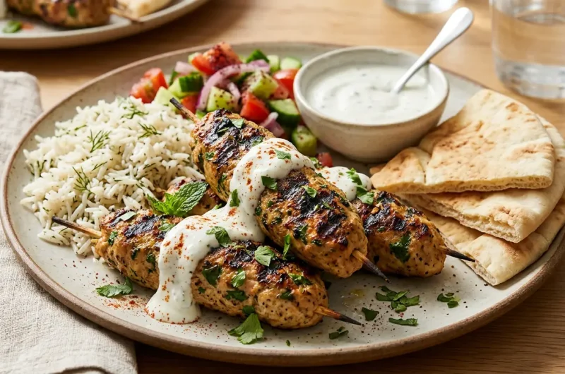 Chicken Kofta with Garlic Yogurt Sauce Recipe Flavorful Middle Eastern Style Dish