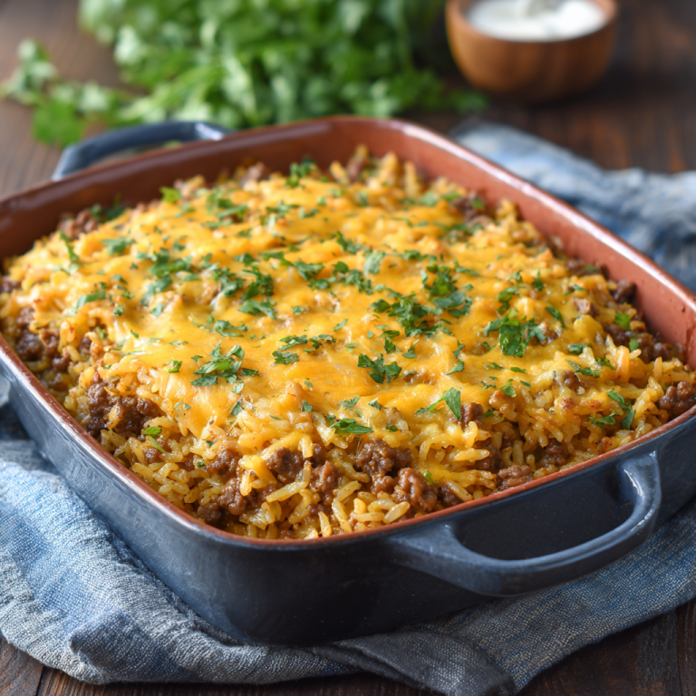 Cheesy Ground Beef and Rice Casserole Easy Comfort Food Recipe