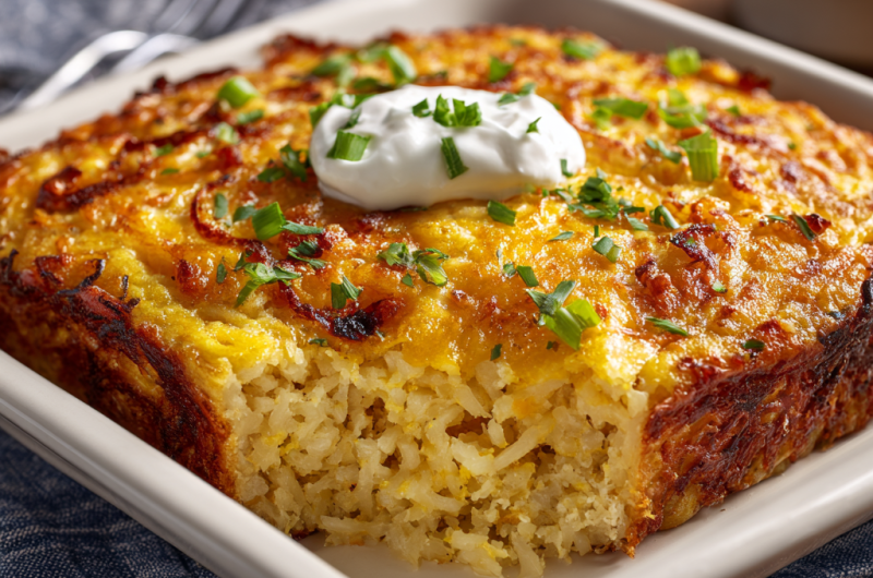 Egg Casserole with Hashbrown Easy Cheesy Breakfast Bake Recipe